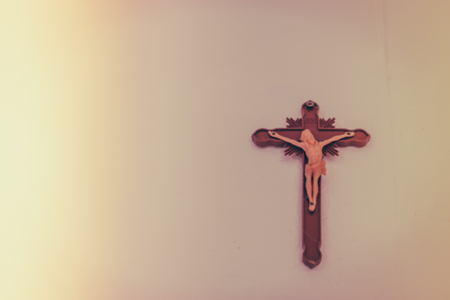 Abstract blur  Suffering of Jesus Christ on the wall ( Filtered image processed vintage effect. )の写真素材