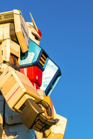 Full size Gundam Performances Outside DiverCity Tokyo Plaza, Odaiba, Tokyo, Japan - 27 November 2015: It is 18m tall The sculpture of famous anime franchise robot, Gundam.のeditorial素材