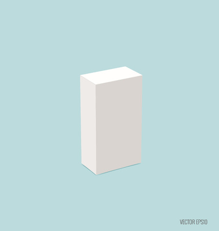 Blank white box mock up on blue background. Vector illustration.のイラスト素材