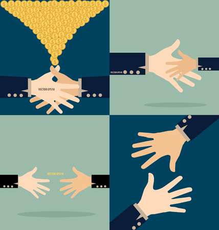 Hand with money conins. Modern Flat design vector illustration conceptのイラスト素材