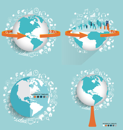 Modern globe and City with application icon, modern template design. Vector illustrationのイラスト素材