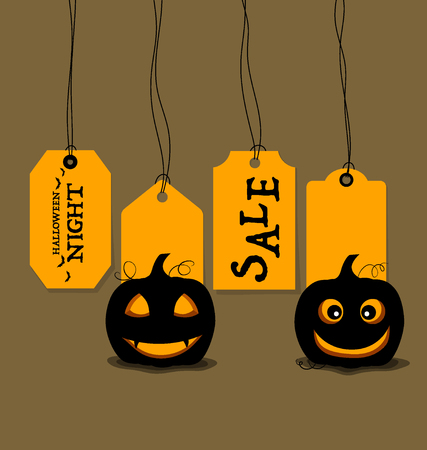Happy Halloween. Sale Coupon, voucher and tag. Vector illustration.のイラスト素材