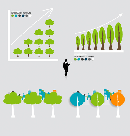 Green economy concept : Graph of growing sustainable environment with business. Vector illustration.のイラスト素材