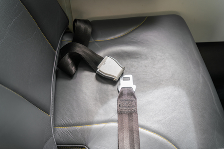 Seat belt in airplaneの写真素材