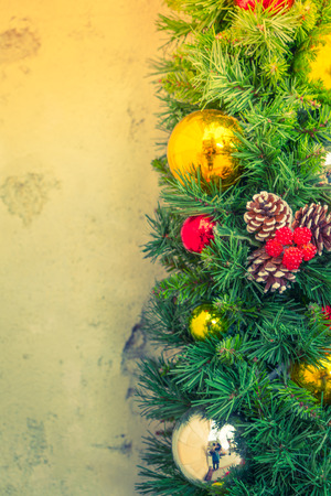 Christmas tree and decorationsの写真素材