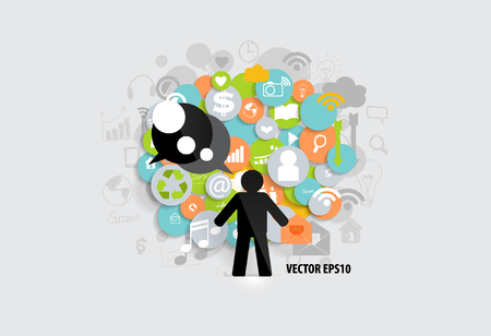 Business concept with businessman and cloud of application. Vector illustration.の写真素材