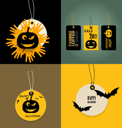 Happy Halloween. Sale Coupon, voucher and tag. Vector illustration.のイラスト素材