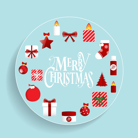 Christmas Greeting Card. Christmas background with decorations. Vector illustrationのイラスト素材
