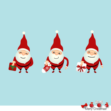 Collection of Christmas Santa Claus. Vector illustrationのイラスト素材