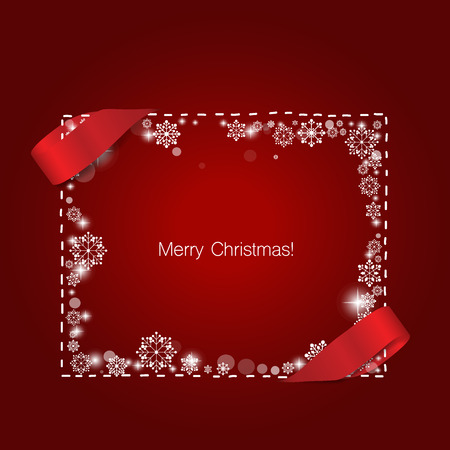 Merry Christmas Greeting Card with snowflakes, vector illustration.のイラスト素材