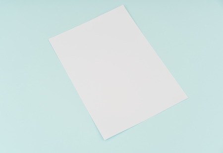 Blank flyer poster, brochure mockup,A4, US-Letter, on blue backgroundの写真素材