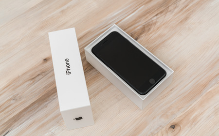 Loei, Thailand- November 07, 2016: New Apple iPhone 7 unboxing new smart phone produced by Apple Computer, Inc.のeditorial素材