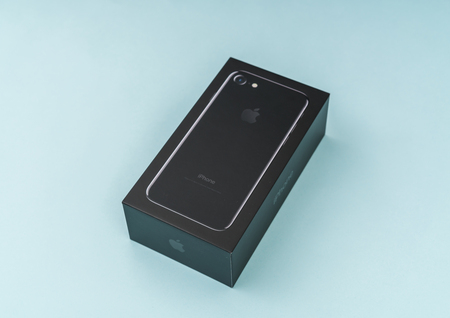 Loei, Thailand- November 07, 2016: New Apple iPhone 7 unboxing new smart phone produced by Apple Computer, Inc.のeditorial素材