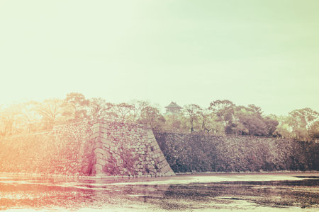 Osaka castle in Osaka Japan ( Filtered image processed vintage effect. )のeditorial素材