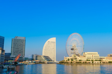 Yokohama,Japan - November 24,2015 : Ferris wheel at cosmo world fun park at minato mirai , Yokohama is the third biggest city in Japan.のeditorial素材