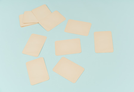 Blank vintage business card on blue backgroundの写真素材