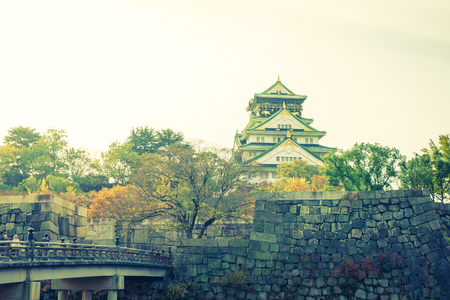 Osaka castle in Osaka Japan ( Filtered image processed vintage effect. )のeditorial素材
