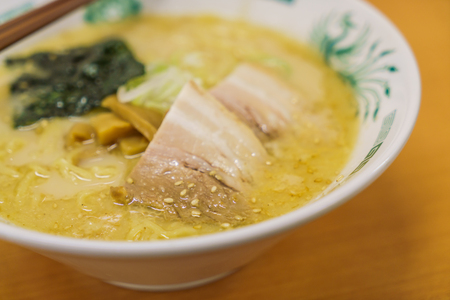 Japanese ramen noodle on tableの写真素材