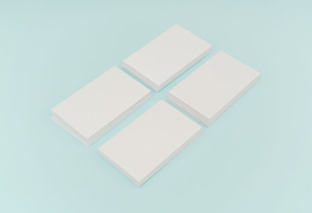 Blank business card on blue background