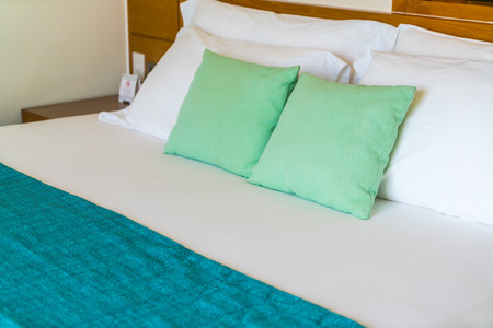 Comfortable pillows and bedの写真素材