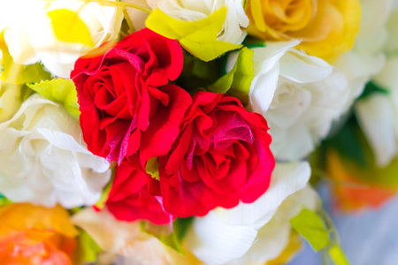 Decoration artificial flower on table ( Filtered image processed vintage effect. )の写真素材