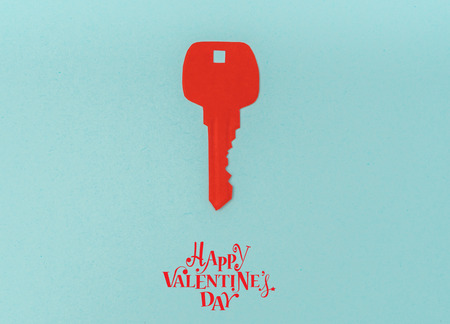 Paper cut of Key for heart as a symbol of loveの写真素材
