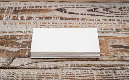 Business cards on wood table
