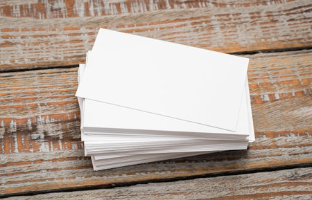 Business cards on wood table