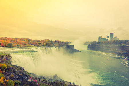 American side of Niagara Falls during sunrise  ( Filtered image processed vintage effect. )の写真素材