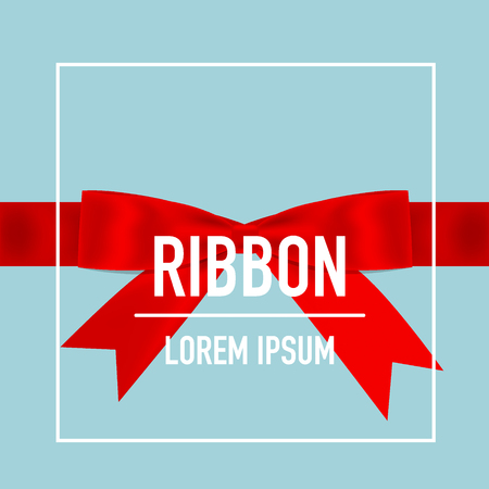Card with red ribbon and bow. Vector illustration.のイラスト素材