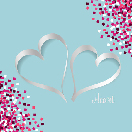 Ribbons shaped as hearts. Vector illustration.のイラスト素材