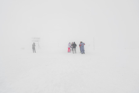 Yamakata, Japan - February 7, 2017: People at Rope-way in winter Zao ski moutain, Yamagata Japanの写真素材