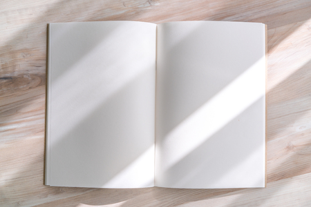 Blank catalog, magazines,book mock up on wood background.の写真素材