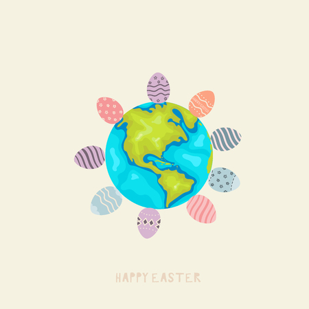Happy easter background design. Happy easter cards with Easter eggs. Vector illustration.のイラスト素材