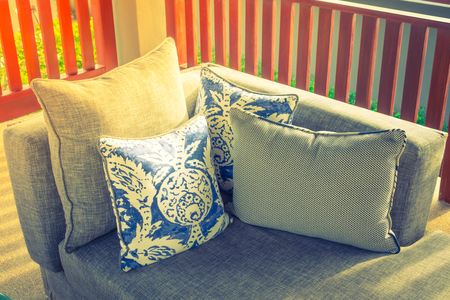 Closeup of modern furniture with pillowsの写真素材