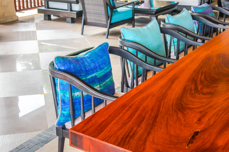 Closeup of modern furniture with pillowsの写真素材
