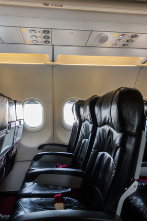 Airplane seats in the cabinの写真素材