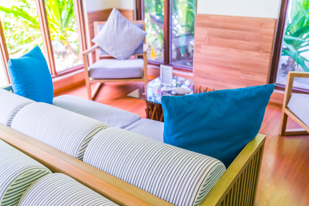 Closeup of modern furniture with pillowsの写真素材