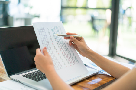 Business people using laptop and Financial charts at meeting officeの写真素材