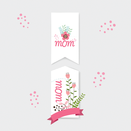 Happy Mother's Day, Floral bouquets with ribbon, vector illustration.のイラスト素材