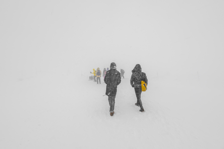 Yamakata, Japan - February 7, 2017: People at Rope-way in winter Zao ski moutain, Yamagata Japanのeditorial素材