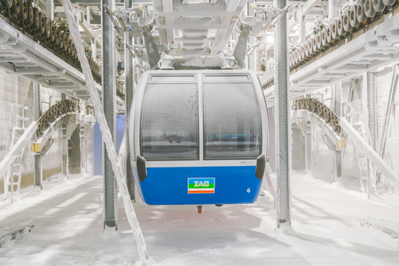 Yamakata, Japan - February 7, 2017: Rope-way in winter at Zao ski moutain, Yamagata Japanのeditorial素材