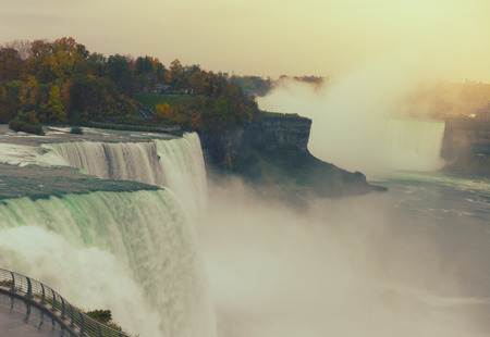 American side of Niagara Falls during sunrise  ( Filtered image processed vintage effect. )の写真素材