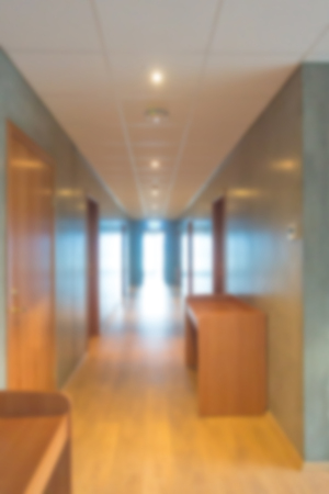 Abstract blur long corridor of hotel roomの写真素材