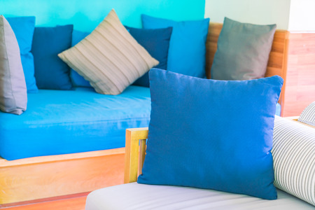 Closeup of modern furniture with pillowsの写真素材