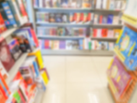 Abstract blur of  book on bookshelves in bookstoreの写真素材