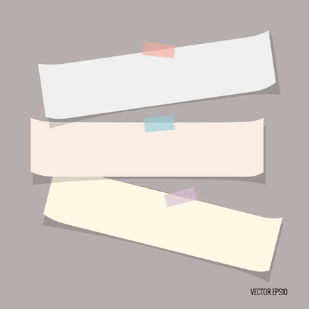 Collection of various note papers, ready for your message. Vector illustration.のイラスト素材