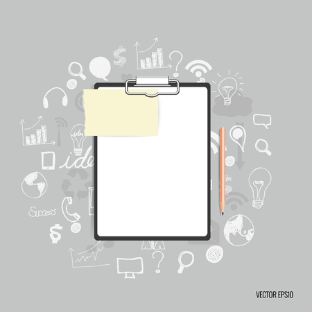 Collection of various note papers, ready for your message. Vector illustration.のイラスト素材
