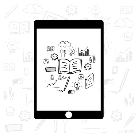 Infographic design template - modern touchscreen device with application icon, vector illustration.のイラスト素材