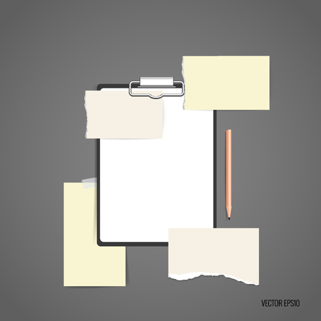Collection of various note papers, ready for your message. Vector illustration.のイラスト素材